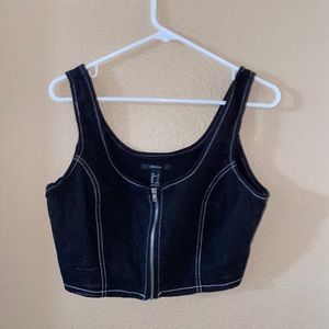 Black zip crop top